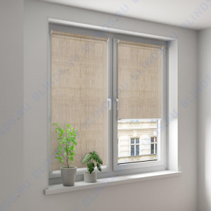 Минирулонные тканевые жалюзи Эльба карамель - фото на окне