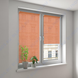 Минирулонные тканевые жалюзи Ажур оранжевый - фото на окне