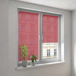 Минирулонные тканевые жалюзи Ажур красный - фото на окне