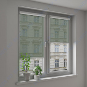 Рулонные тканевые жалюзи Уни-2 Омега зеленый - фото на окне