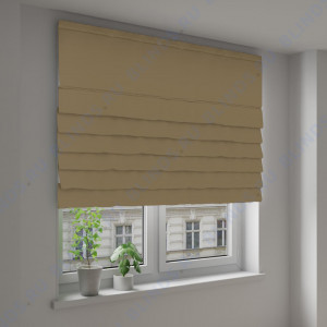 Римские шторы Блэкаут однотонный песочный - фото на окне
