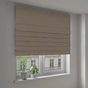 Римские шторы Блэкаут однотонный светло-коричневый - фото на окне