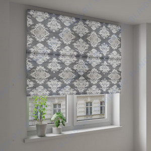 Римские шторы Дамаско серый - фото на окне