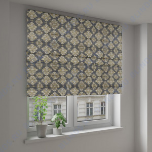 Римские шторы Дамаско чёрный - фото на окне