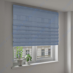 Римские шторы Рогожка синий - фото на окне