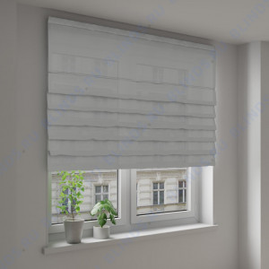 Римские шторы Рогожка кремово-серый - фото на окне