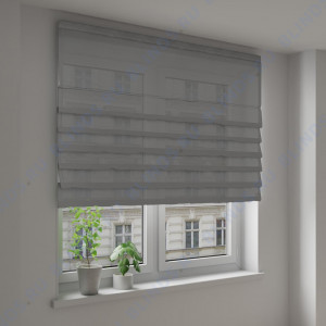 Римские шторы Рогожка дымчатый - фото на окне